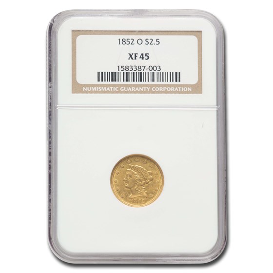 1852-O $2.50 Liberty Gold Quarter Eagle XF-45 NGC 1852-O $2.50 Liberty Gold Quarter Eagle XF-45 NGC